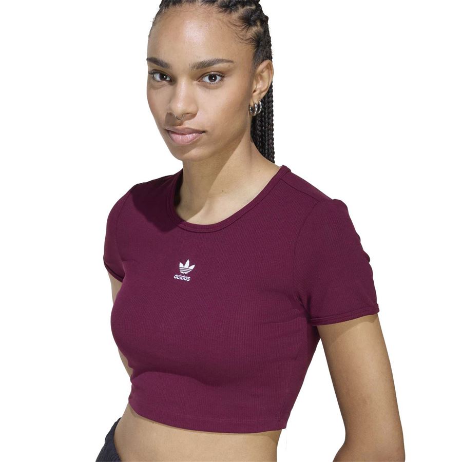 Essentials rib tee t-shirt crop a maniche corte da donna Adidas | KD3838X